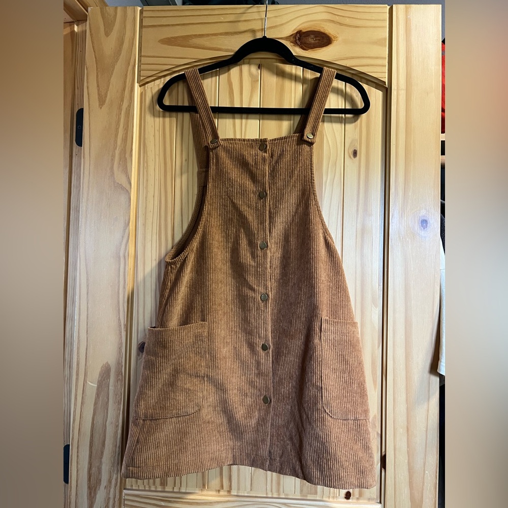 Corduroy, mini dress, tan, cute, fun to wear, size Small